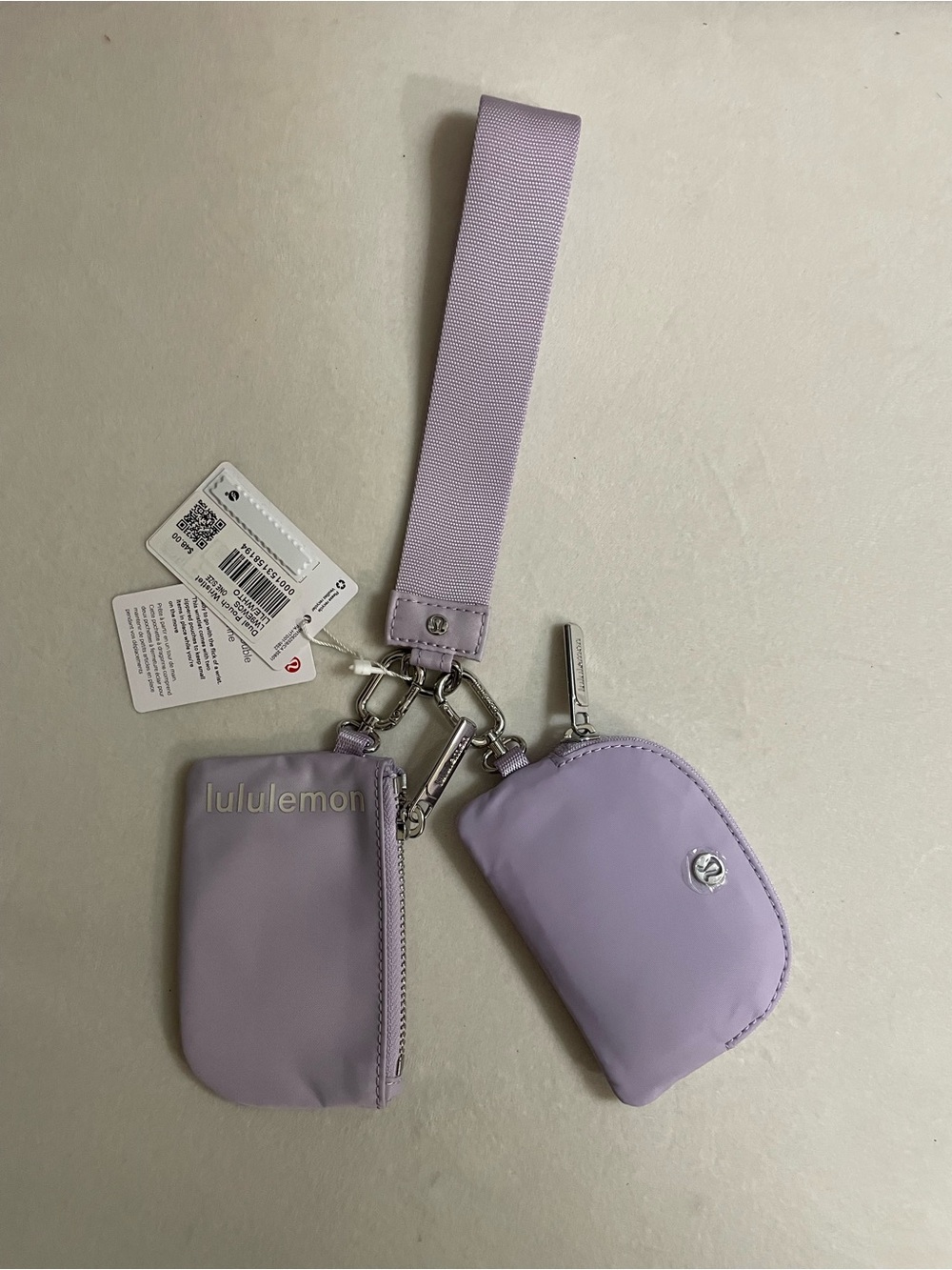 lululemon athletica NWT Dual Pouch Wristlet Strap Key & Accessory Holder Lilac